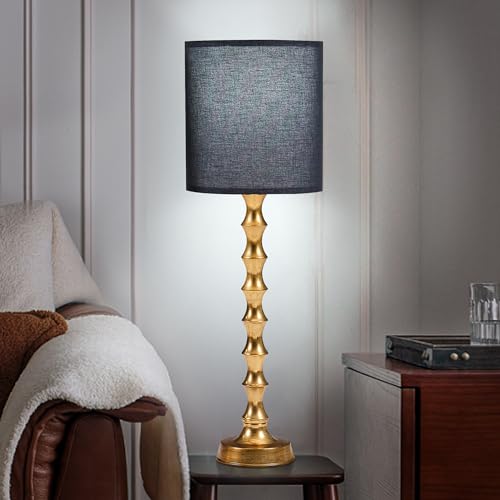 30.5" Gold Buffet Lamps Set of 2 with Black Shade (2 Count)