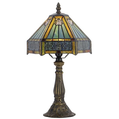 Tiffany Lamp Stained Glass Table Bedside Accent Light 8X8X14.5 inch