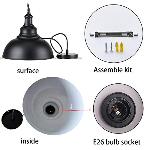 Black Dome Metal Pendant Lights (3 Count)