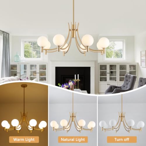 8 Light Gold Modern Sputnik Chandelier