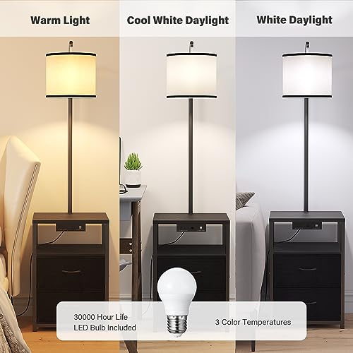 Floor Standing Lamp with Table & 2 Drawers