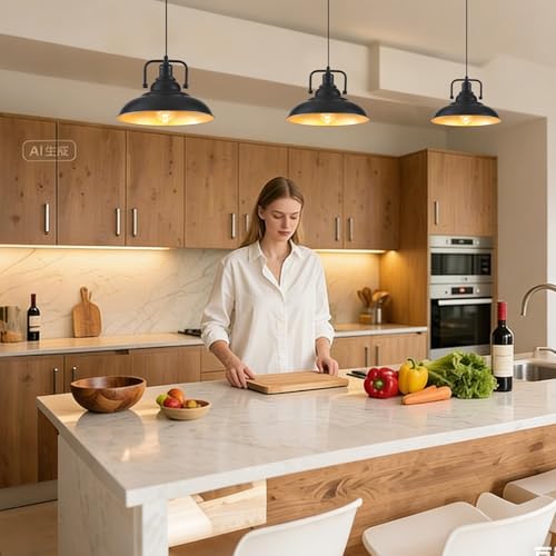 Black and Gold Pendant Light 12.5 inches 3 Packs