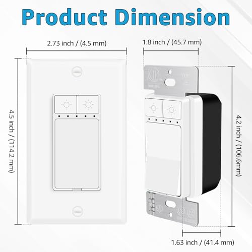 3 Pack Single Pole Dimmer Light Switch (3 Count)