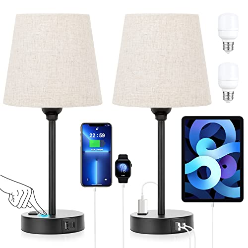 Bedside Table Lamps Set 2 for Bedroom (2 Count)