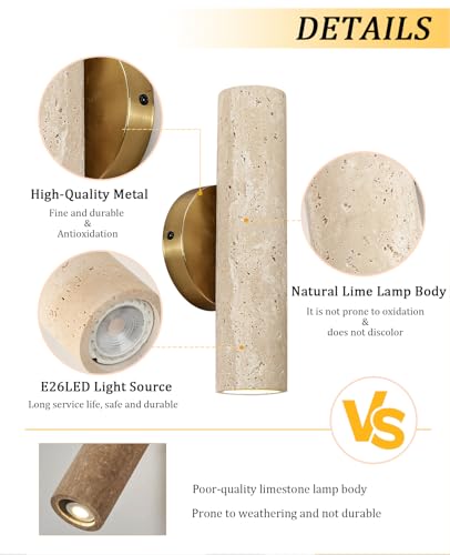 11" Natural Travertine Wall Sconce