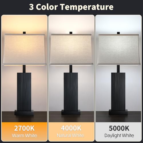 27.5" Black Modern Table Lamps Set of 2 for Bedroom Living Room (2 Count)