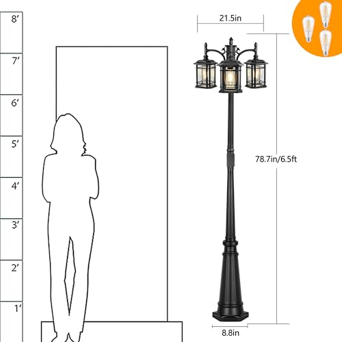 Dusk to Dawn Outdoor Lamp Post Lights with GFCI Outlet (3 Count)
