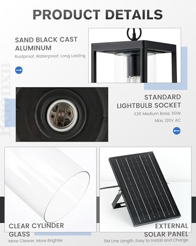 15" Solar Outdoor Pendant Light