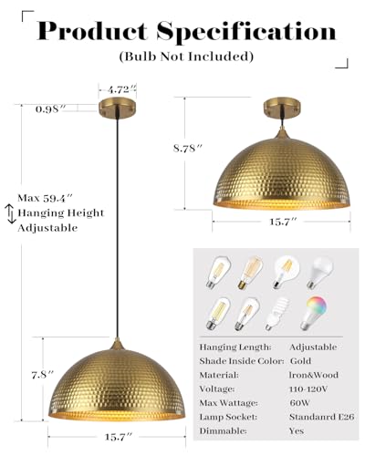 Gold Pendant Light 16 inch