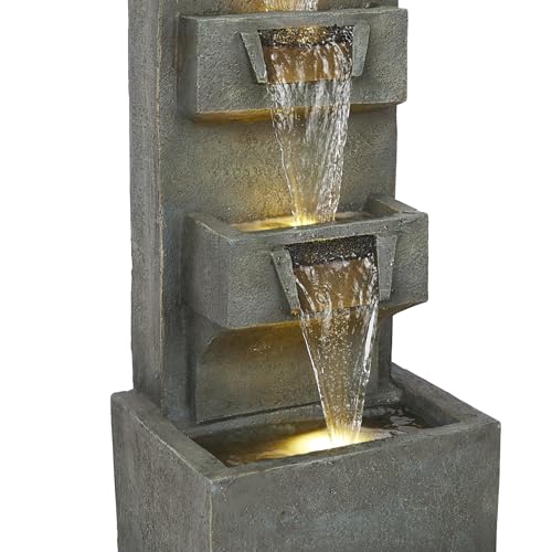 TZL406 33" 3 Tier Basin Cascading Fountain with LED Lights