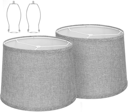 Gray Linen Drum Lamp Shades Set of 2