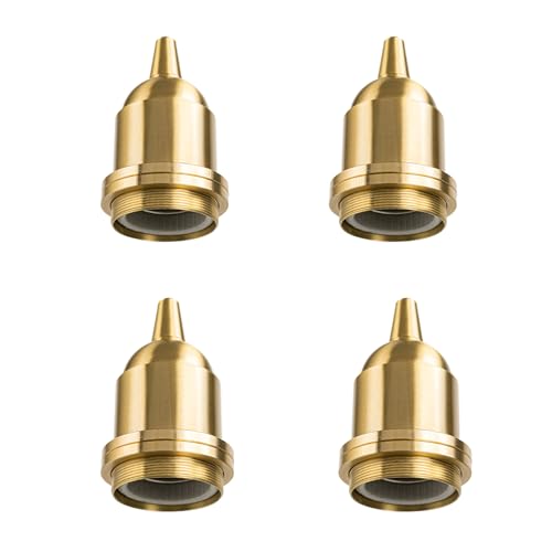 4 Pcs Brass E26 Bulb Socket Adapter Kit for Farmhouse Lighting Accessories for Industrial Vintage Wall Sconce Pendant Fixture DIY Replacement