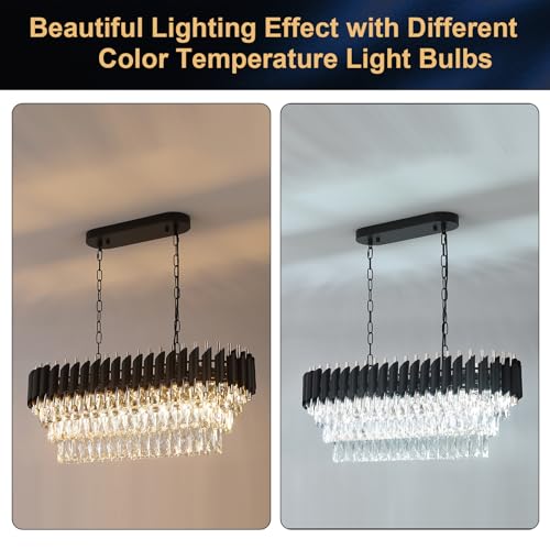 Modern Rectangular Chandelier Black and Gold Crystal Chandeliers