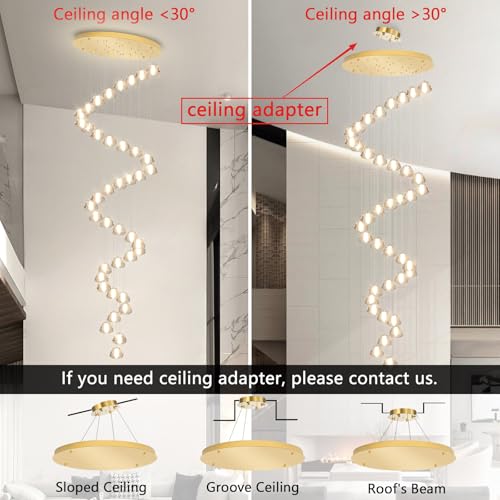 236'' Long Large Crystal Chandeliers LED Chandeliers for High Ceiling Handing Light Fixture for Entrance Hallway Foyer Staircase Lobby Gold