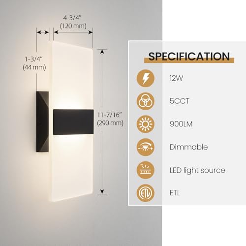 Hardwired Wall Sconces Set of Two (Black / 2 Pack)