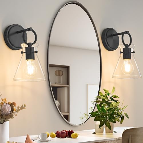 Wall Sconces 2 Pack Vanity Light Fixtures for Bathroom Black