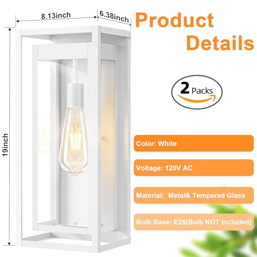 19" Large Outdoor Wall Light Fixtures (2 Count)