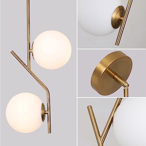 Brass Pendant Lighting 2 Light Chandelier Gold Globe Pendant Light Fixture Indoor Hanging Light Fixture for Kithchen Island Dinning Room Bedroom
