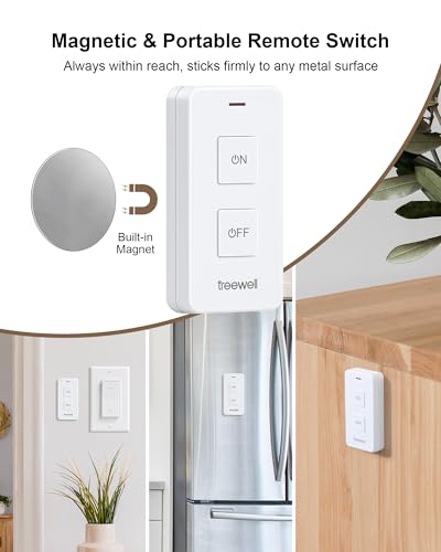 Wireless Light Switch and Receiver Kit with Portable Magnetic Switch