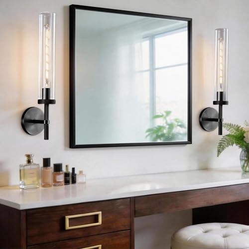Bathroom Wall Sconces Set of 2 Hardwired Black Sconces