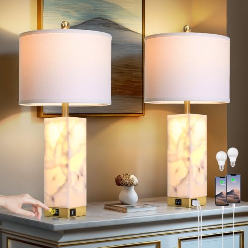 25.6'' Bedside Table Lamps for Bedroom Living Room (2 Count)
