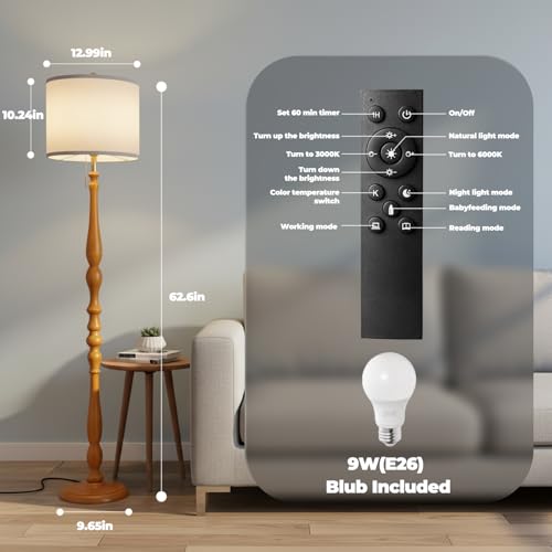 Wood Floor Lamp for Living Room (Rosewood)