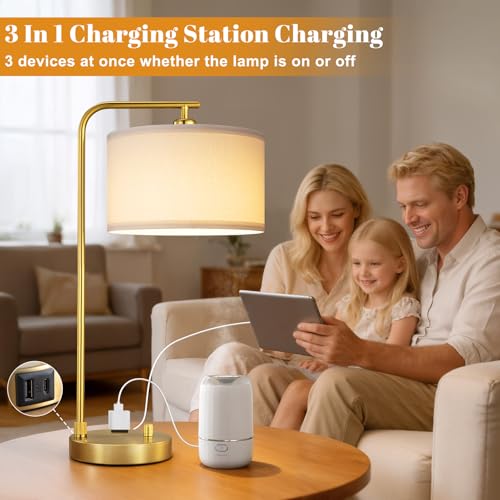 Gold Bedside Lamps Set of 2