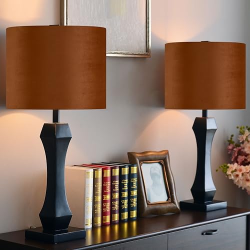 Burnt Orange Velvet Drum Lamp Shade