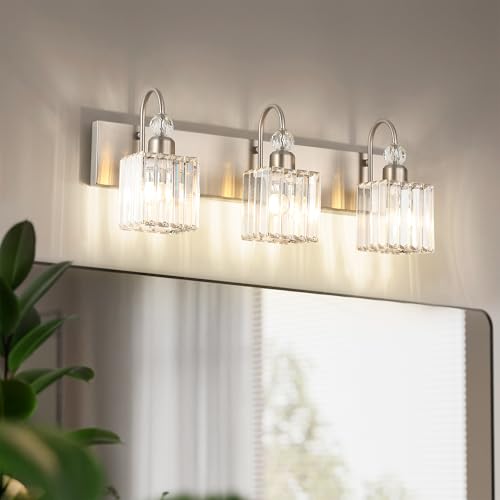 Brushed Nickel Vanity Light for Bathroom Crystal 3