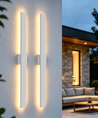 39.4" LED Outdoor White Wall Light (2 Count)