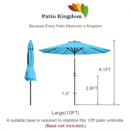 10FT Solar Umbrella 32 LED Lighted Patio Umbrella Table Market Umbrella w
