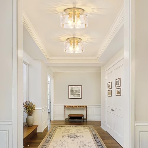 Modern Gold Semi Flush Mount Ceiling Light 3 Lights Ceiling Lamp (3 Count)