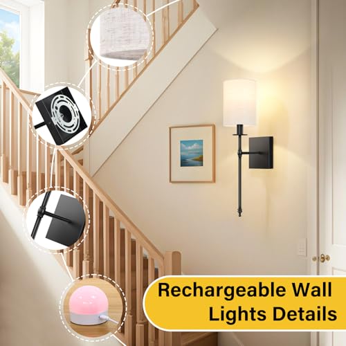 19 inch Battery Operated Wall Sconces Set of 2 with Remote (2 Count)