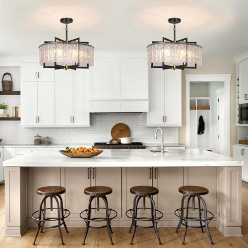 Modern Black Crystal Chandeliers Glass Dining Room Light Fixture