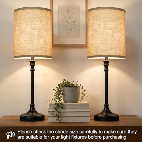 Burlap Tall Drum Lamp Shades Set of 2