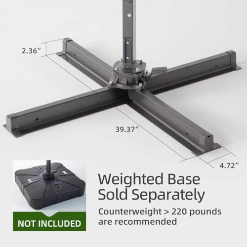 9x12 FT Patio Cantilever Outdoor Offset Umbrella with LED Lights