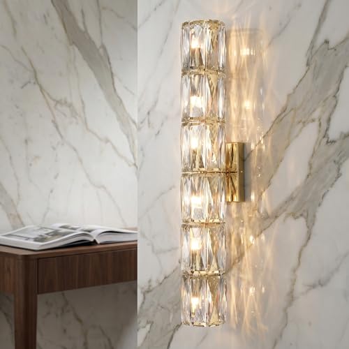 24 Inch Crystal Wall Sconce Gold Sconces Wall Lighting