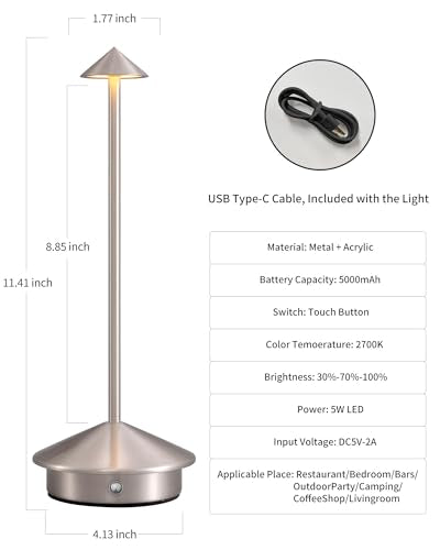 Modern Cordless Table Lamp Set of 2 (2 Count)