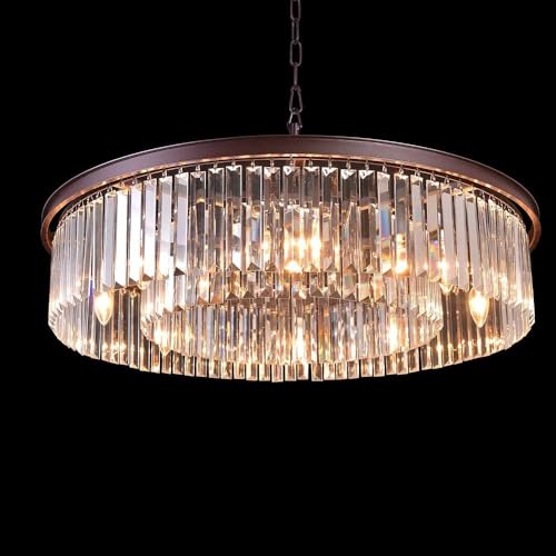 Oil Rubbed Bronze Crystal Chandeliers Modern Contemporary Ceiling Lights Fixtures Pendant Lighting for Dining Room Living Room Chandelier D33.5 8 Lights