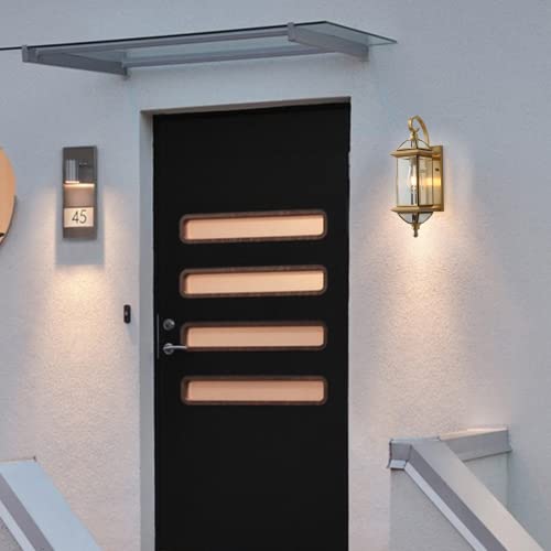 Outdoor Wall Light with Clear Glass Waterproof Exterior Light Fixtures Oil Rubbed Brass 18.5 inch Copper Wall Mount Lights for for Patio Garage Front Porch
