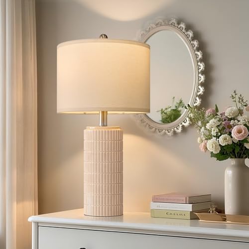23" Pink Ceramic Table Lamps Set of 2