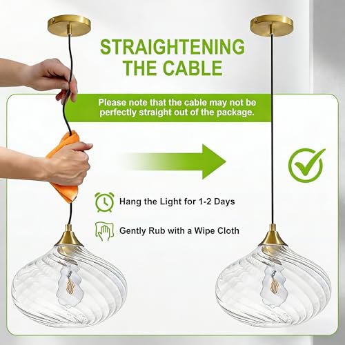 11in Gold Pendant Lights Kitchen Island with Clear Glass Shade 1Pack