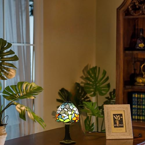 Tiffany Lamp Butterfly Stained Glass Bedside Nightstand Table Lamp