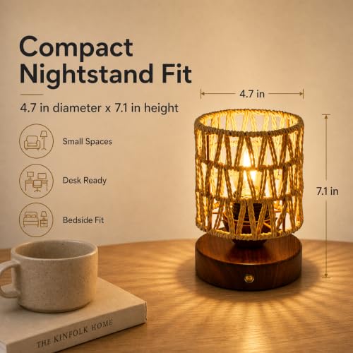 Cordless Operated Rattan Lamp