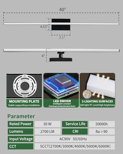 Modern LED Bathroom Vanity Light Over Mirror