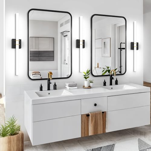 Modern Black and Brass Vanity Light Bar 32 Inch