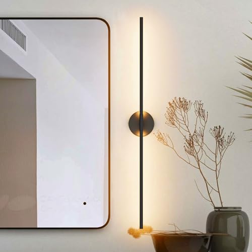 40In Hardwired Modern Wall Sconce for Bathroom Black Vanity Light Fixture 3000K Bathroom Sconce 360° Rotate Warm Light for Bedroom Living Room