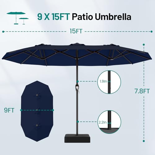 15FT Outdoor Patio Umbrella with Crank
