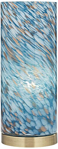 Nikki 13 1 2" Small Accent Lamp Coastal Modern Blue Glass Art Antique