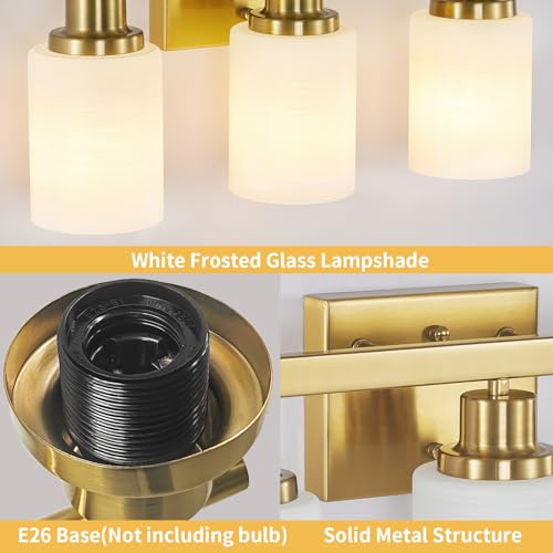 2 Light Gold Bathroom Light Fixture Vanity Light Over Mirror 10.6in